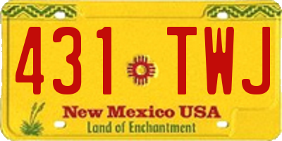 NM license plate 431TWJ