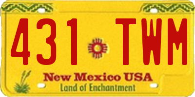 NM license plate 431TWM