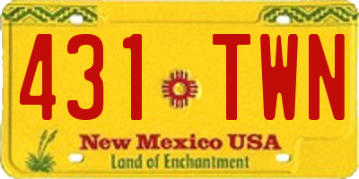 NM license plate 431TWN