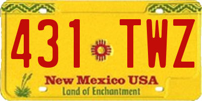 NM license plate 431TWZ