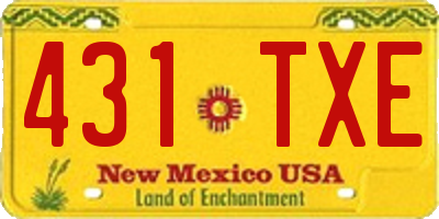 NM license plate 431TXE