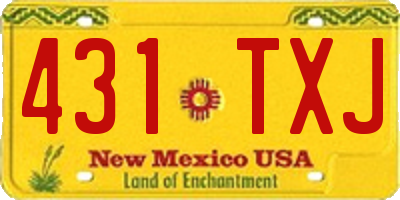 NM license plate 431TXJ