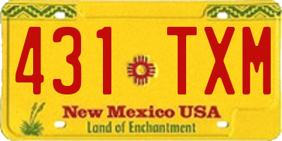NM license plate 431TXM