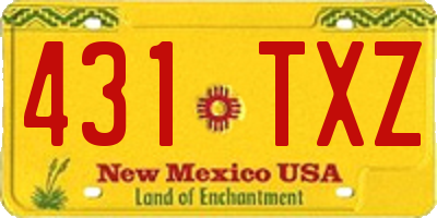 NM license plate 431TXZ