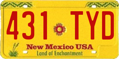NM license plate 431TYD
