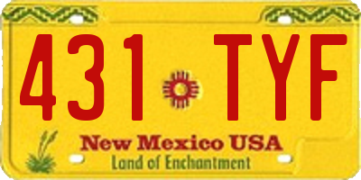 NM license plate 431TYF