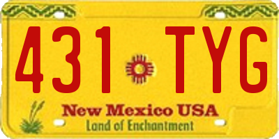 NM license plate 431TYG