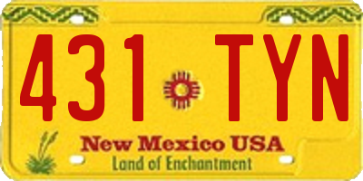 NM license plate 431TYN