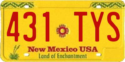 NM license plate 431TYS