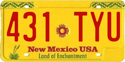 NM license plate 431TYU