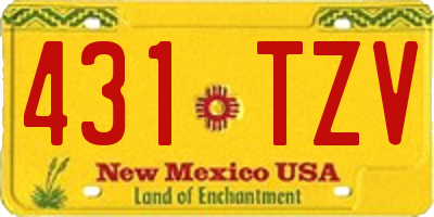 NM license plate 431TZV