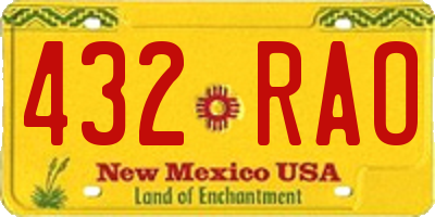 NM license plate 432RAO