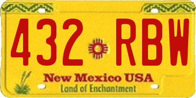 NM license plate 432RBW