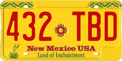NM license plate 432TBD