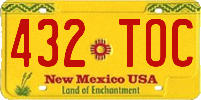 NM license plate 432TOC