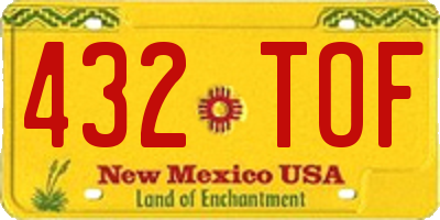 NM license plate 432TOF