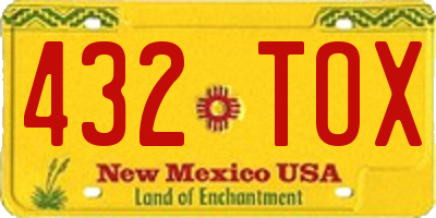 NM license plate 432TOX