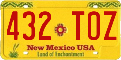 NM license plate 432TOZ
