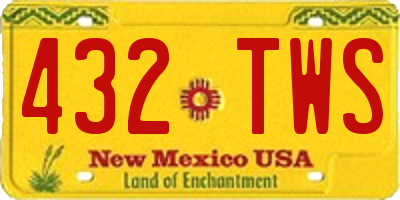 NM license plate 432TWS