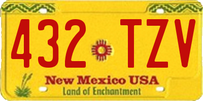 NM license plate 432TZV