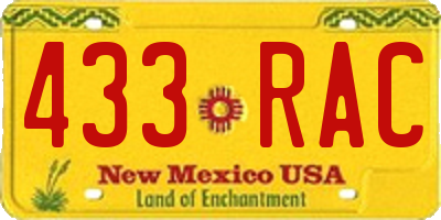 NM license plate 433RAC