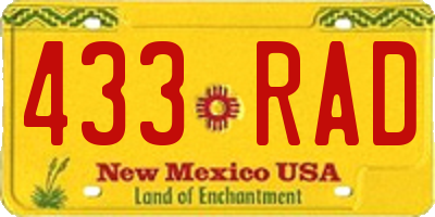 NM license plate 433RAD