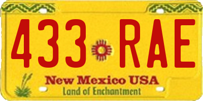 NM license plate 433RAE