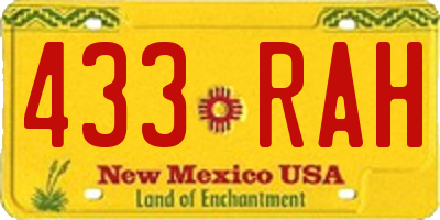 NM license plate 433RAH