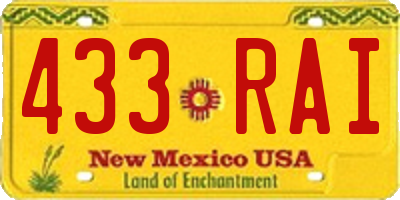 NM license plate 433RAI