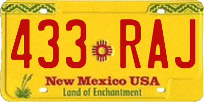 NM license plate 433RAJ