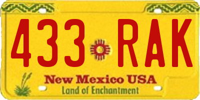 NM license plate 433RAK