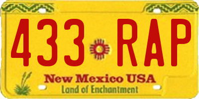 NM license plate 433RAP