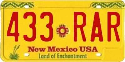 NM license plate 433RAR