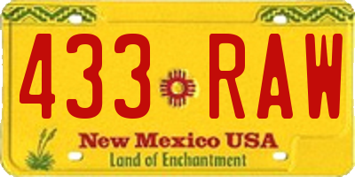 NM license plate 433RAW