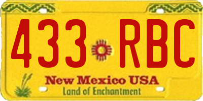 NM license plate 433RBC