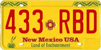 NM license plate 433RBD