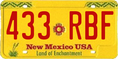 NM license plate 433RBF