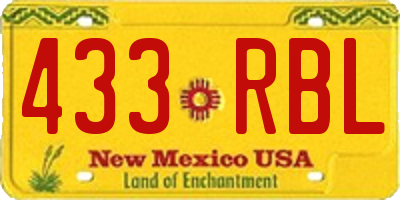 NM license plate 433RBL