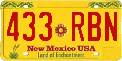 NM license plate 433RBN
