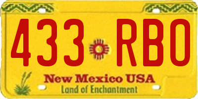 NM license plate 433RBO