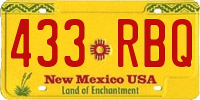 NM license plate 433RBQ