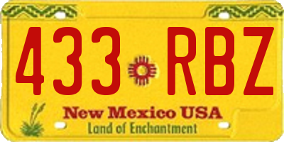 NM license plate 433RBZ