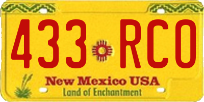 NM license plate 433RCO