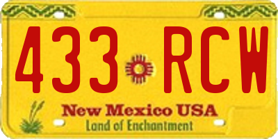 NM license plate 433RCW