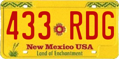NM license plate 433RDG