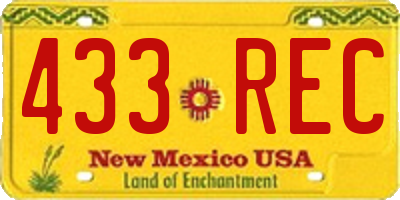 NM license plate 433REC