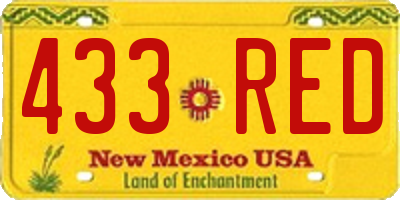 NM license plate 433RED