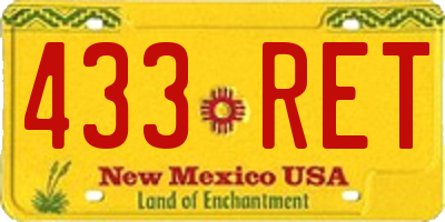 NM license plate 433RET