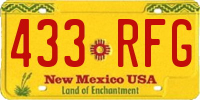 NM license plate 433RFG
