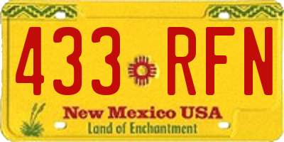 NM license plate 433RFN